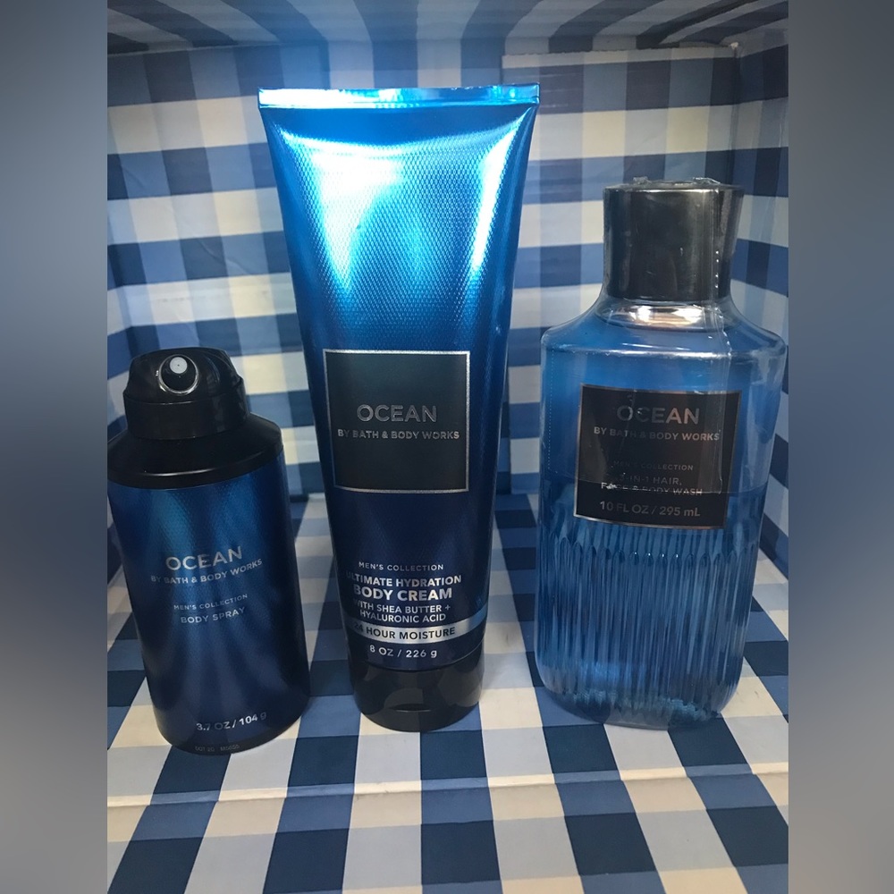 BATH AND BODY WORKS OCEAN MENS COLLECTION BODYCARE 3PCS
